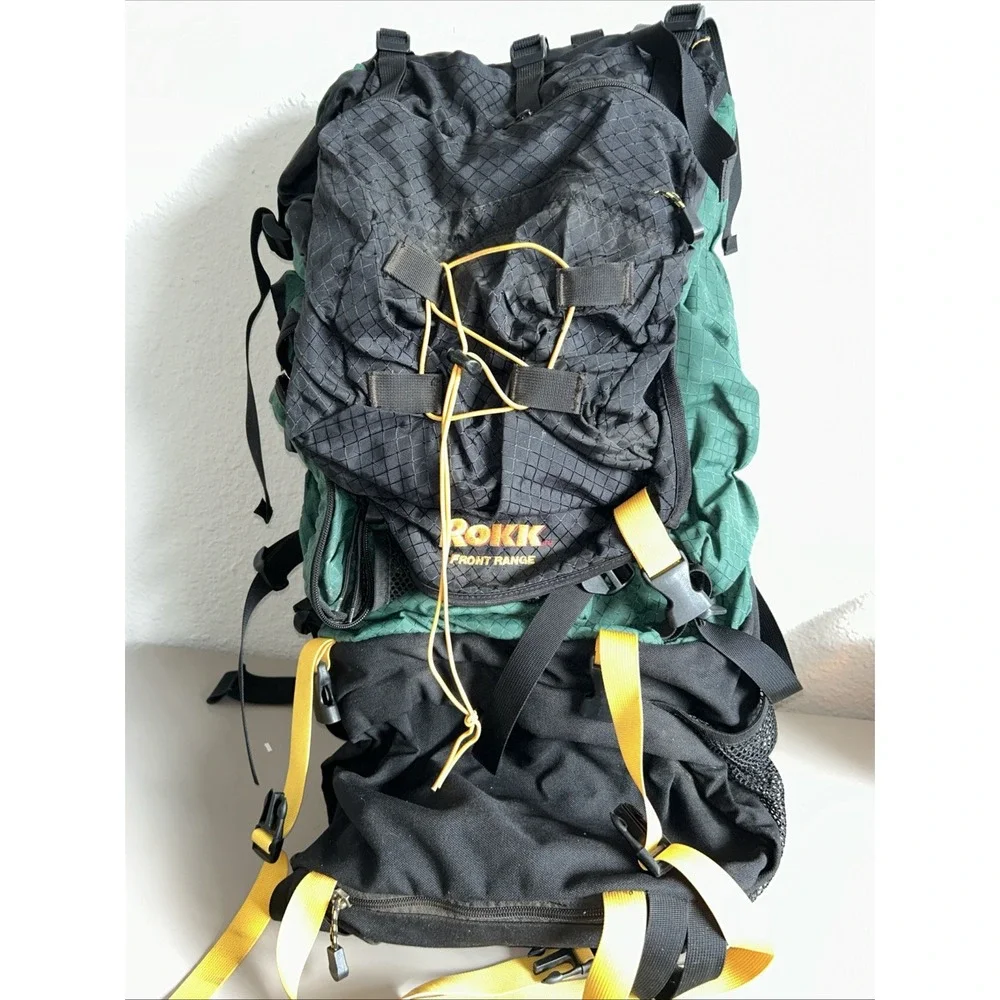 Rokk Front Range Backpack Climbing Internal Frame Hiking Trail Ruck Sac Green